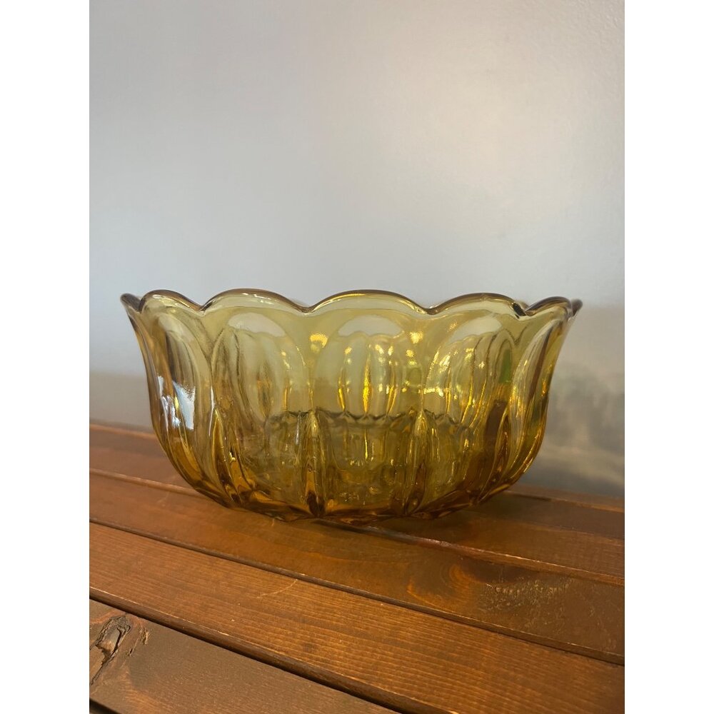 VTG Anchor Hocking Fairfield Honey Gold Serving Bowl, MCM Dinnerware Salad Bowl
